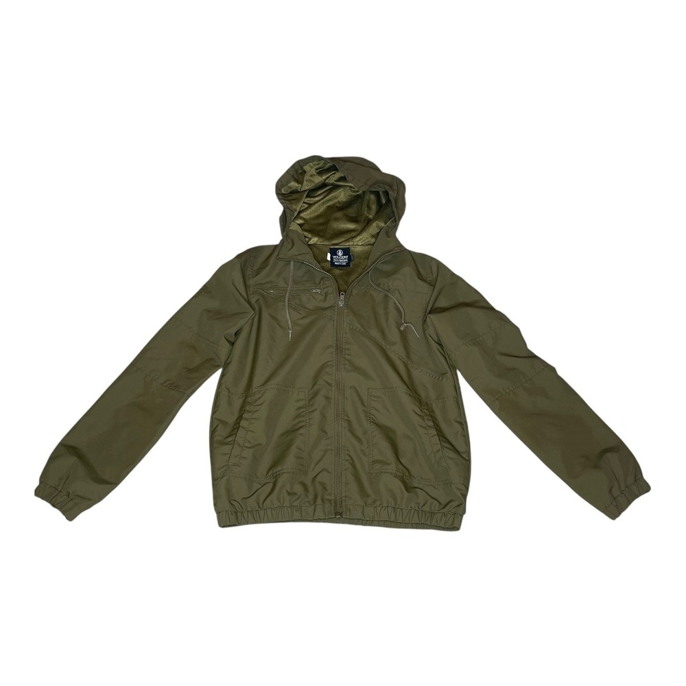 Volcom‎ Womens Olive Green Hooded Windbreaker Jacket Mesh Lined Size S B1531501
